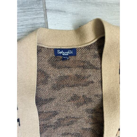 Splendid Cardigan Womans M Leopard Print Open Front Hipster JW - Picture 3 of 4